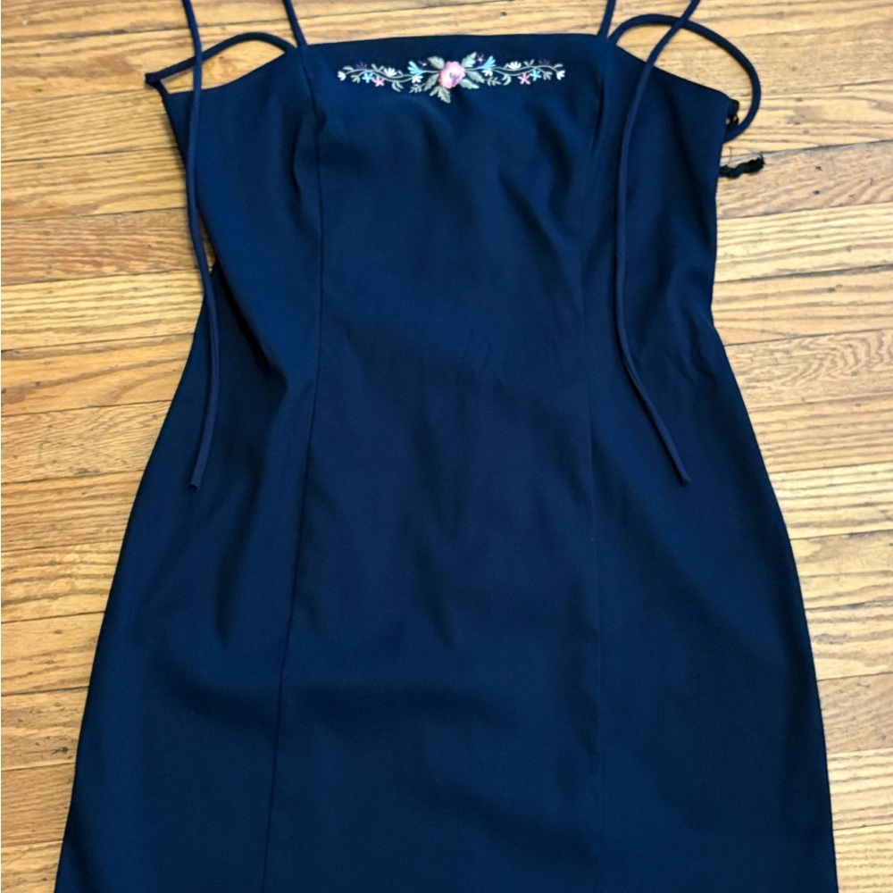 City Studio Blue Sheath Mini Dress Spaghetti Strap